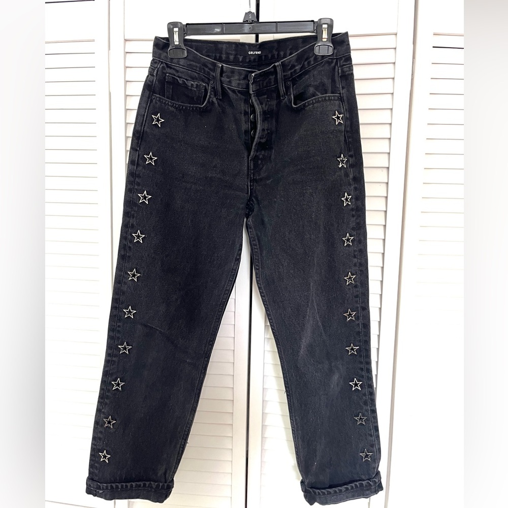 Black Star-Studded mid to high waist Jeans
